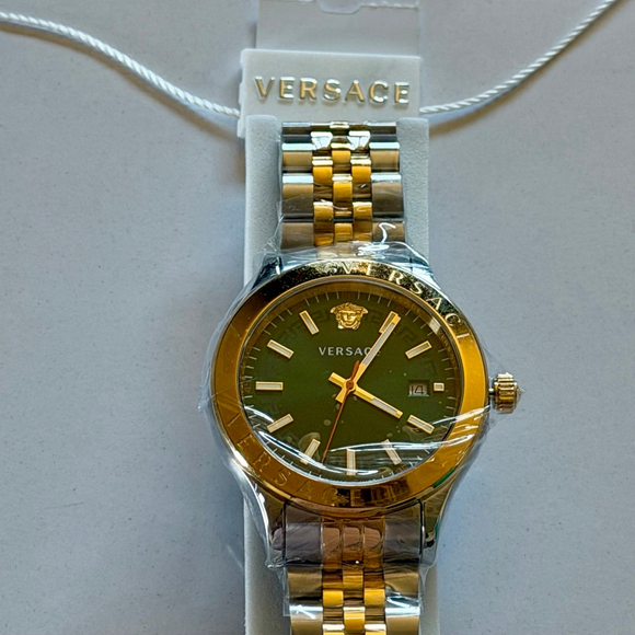 Versace Hellenyium Two Tone Green Dial Watch - Picture 3 of 14